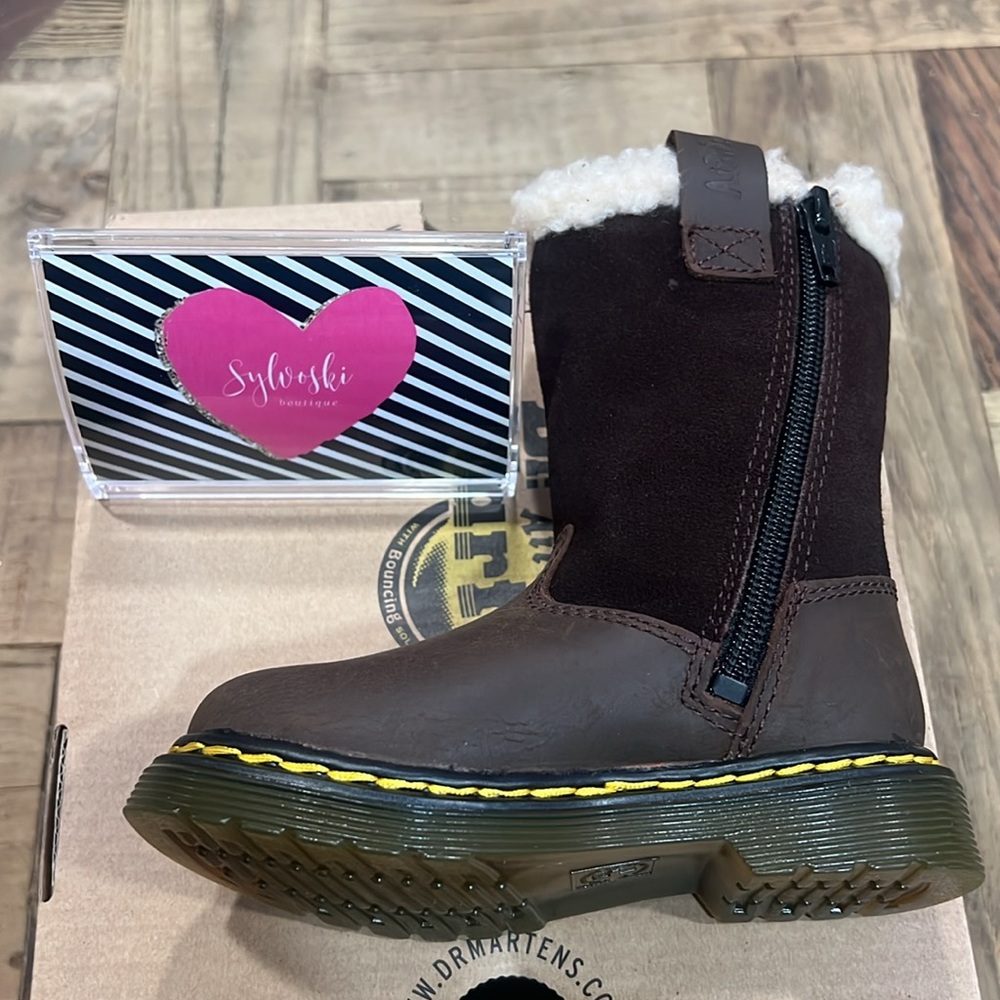 🆕 DR MARTENS TODDLER JUNEY SUEDE FAUX FUR LINED BOOTS NWT - Picture 15 of 15